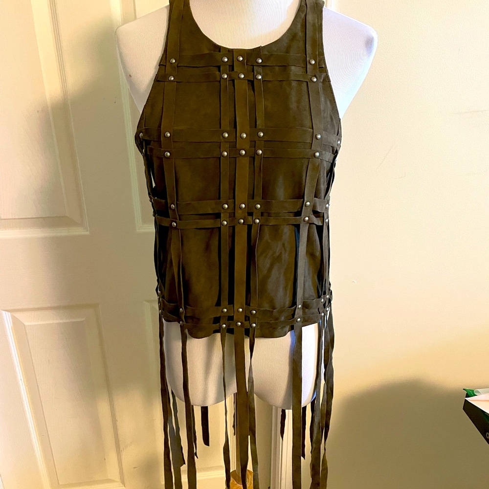 Stunning Haute Hippie lamb suede fringe tank top NWOT